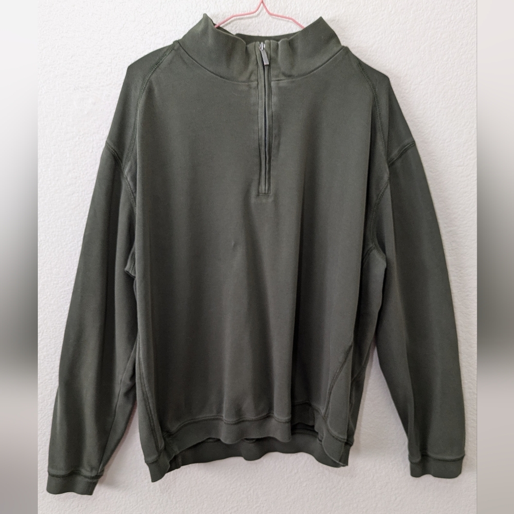 Hathaway Jacket Mens XXL 1/4 Zip Pullover Jacket GREEN 100% Cotton Long Sleeve
